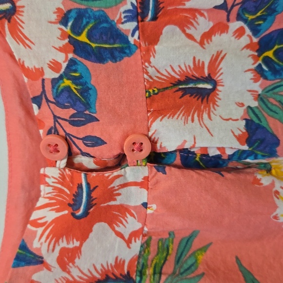 GAP Kids Girls Pink Tropical Floral Tiered Dress Size Small 6/7‎ Luau Cotton - Picture 9 of 13